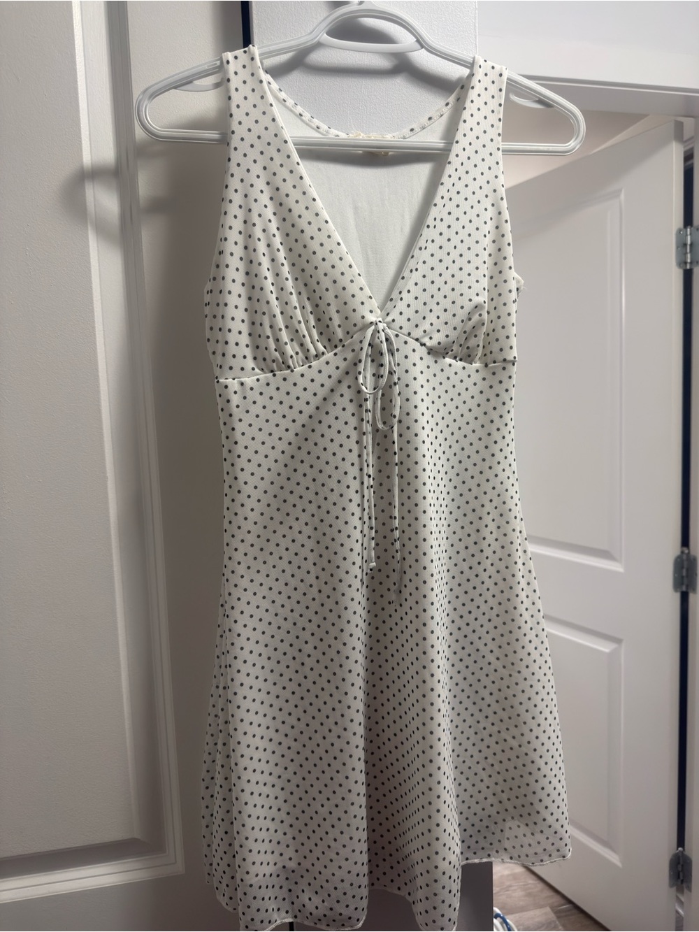 See You Monday White Mini Dress with Black Polka Dots